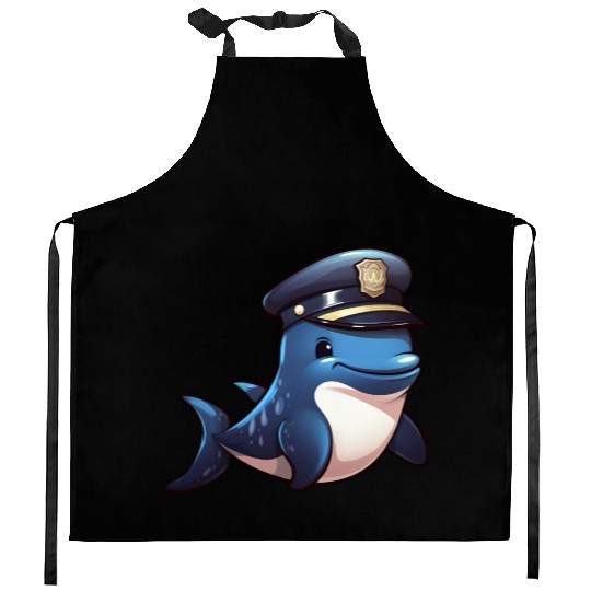 Police whale Kitchen Aprons