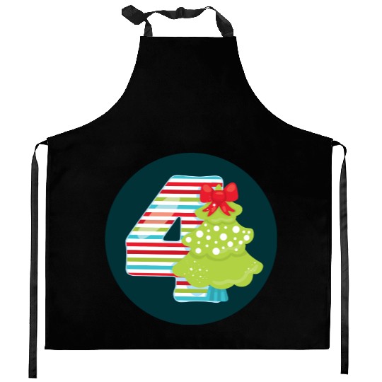4th Christmas Tree Present - Number Four Kitchen Aprons