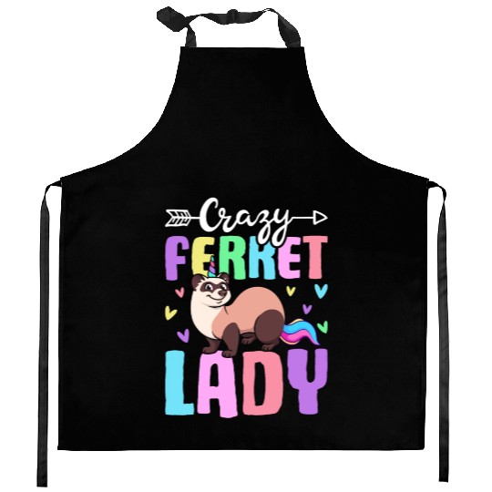 Female Ferret Lover Kitchen Aprons