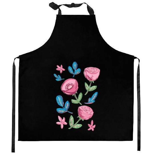 Wild Flowers In Gouache Kitchen Aprons