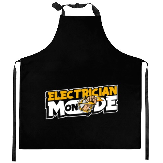 Electrician Mode On Wiremen Powerline Technician Kitchen Aprons