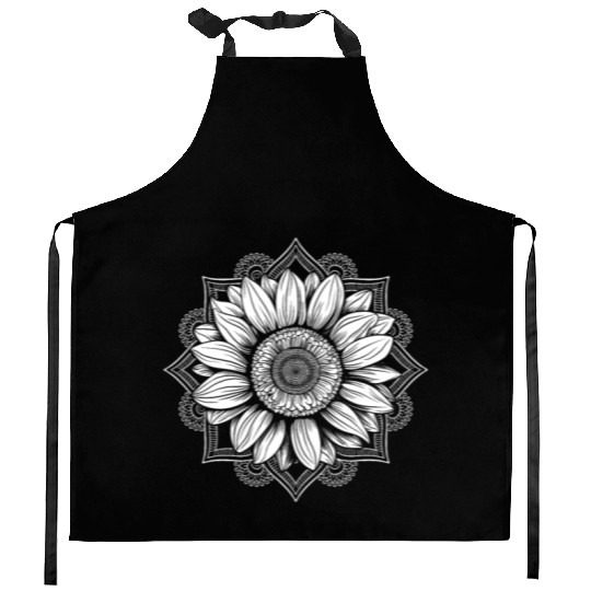 Sunflower Gardening Mandala Inspirational Zen Kitchen Aprons