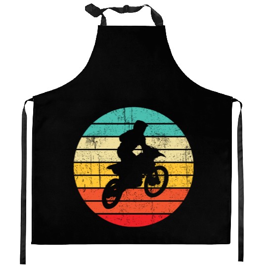 Vintage Sunset Biker Retro Motorbike Kitchen Aprons