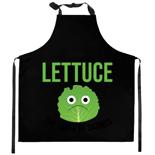Lettuce The Taste of Sadness Funny Vegan Green FF Band Kitchen Aprons