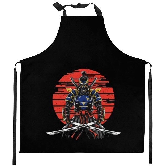 Japanese katana warrior Kitchen Aprons