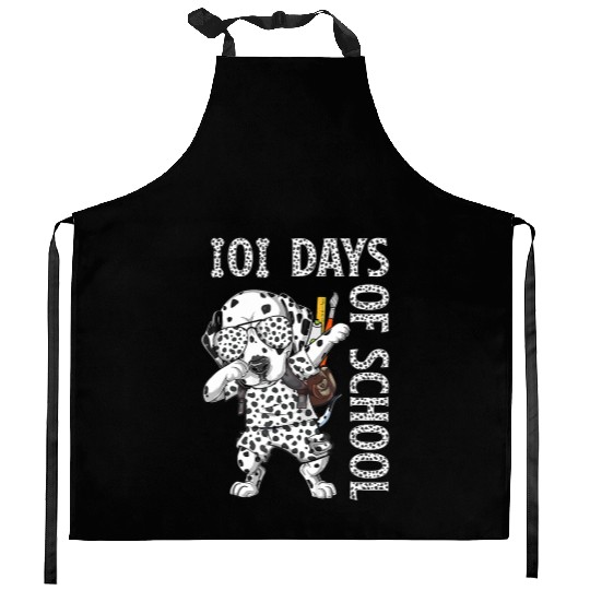 Dabbing 101 Days School Dalmatian Student Teacher Kitchen Aprons