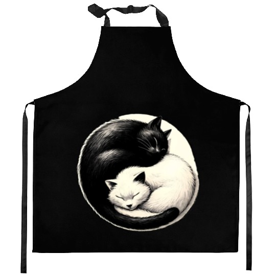 Yin and yang cats sleeping Kitchen Aprons
