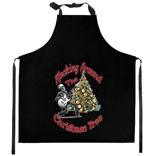 Rocking Around the Christmas Tree Skeleton Kitchen Aprons,