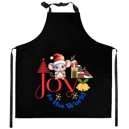 Joy to the World Christmas combination art white Kitchen Aprons