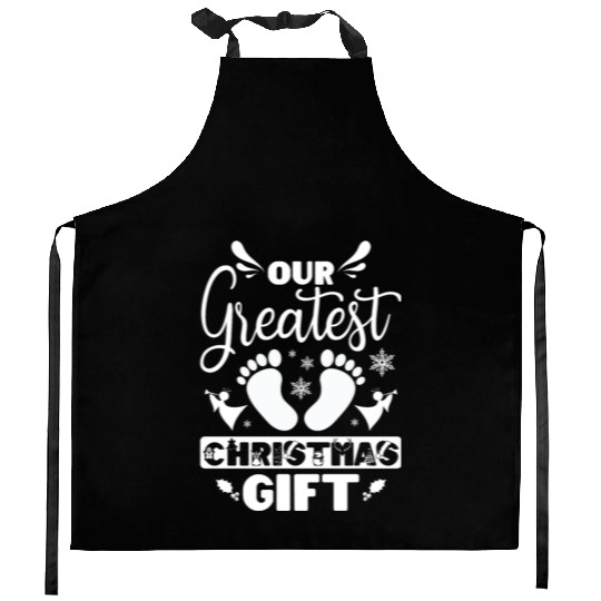 Becoming Mom & Dad, our greatest christmas gift Kitchen Aprons