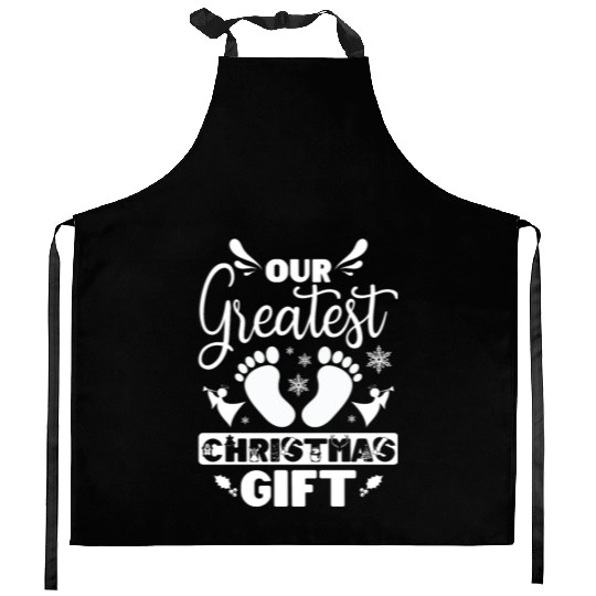 Becoming Mom & Dad, our greatest christmas gift Kitchen Aprons