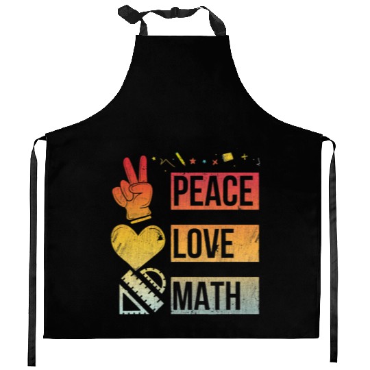 Math Teacher Peace Love Math Vintage Mathematic Kitchen Aprons