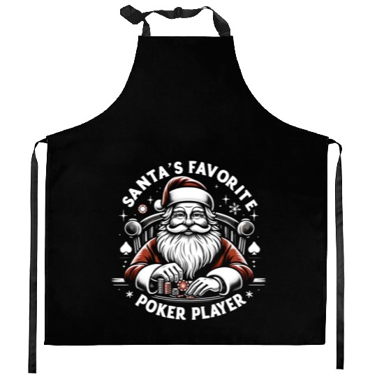 Xmas Santa Claus Poker Player Kitchen Aprons