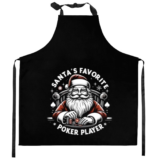 Xmas Santa Claus Poker Player Kitchen Aprons