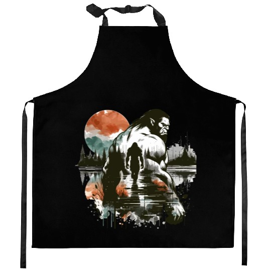 An Ogre's Autumn Journey - Ink and Color Fusion Kitchen Aprons