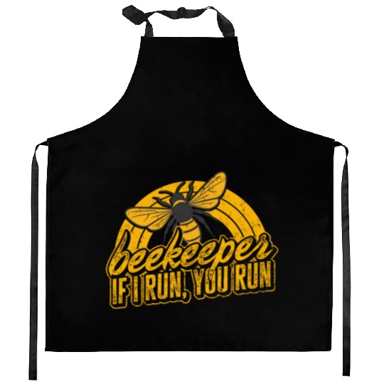 Beekeeper Kitchen Aprons, Beekeeper If I Run You Run Kitchen Aprons,