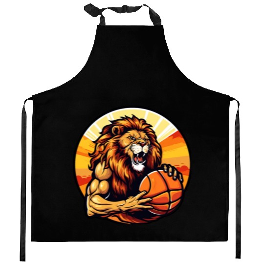 Basketball lion Kitchen Aprons