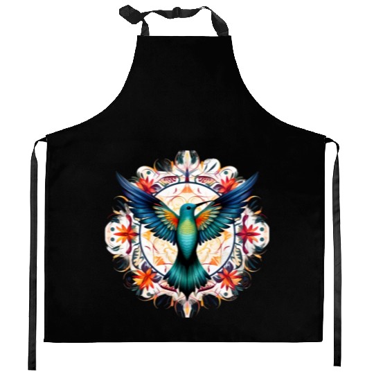 Hummingbird Mandala Art Kitchen Aprons
