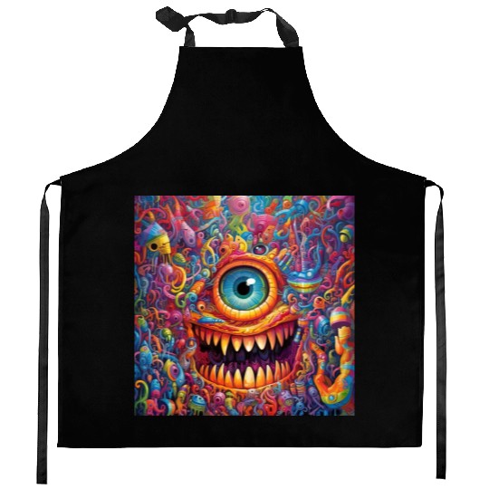 Going On a Little Trip - Cyclops and Teeth Psyched Kitchen Aprons