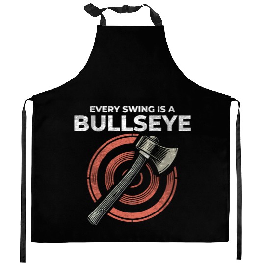 Axe Throwing Axe Thrower Lumberjack Funny Bullseye Kitchen Aprons