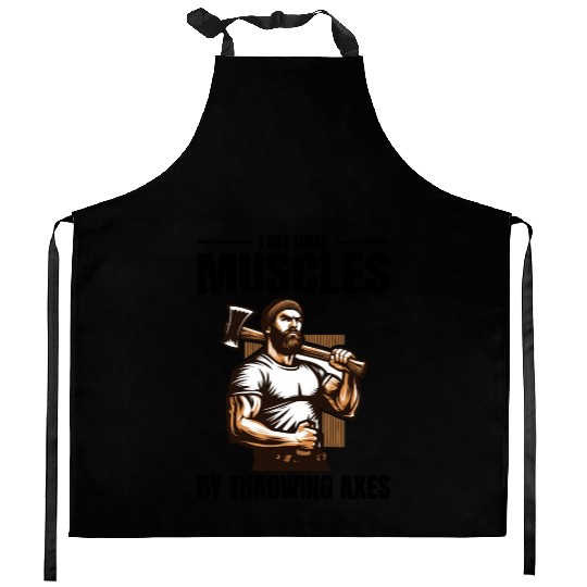 Muscle-Forged Mastery: Lumberjack's Axe Throwing Kitchen Aprons
