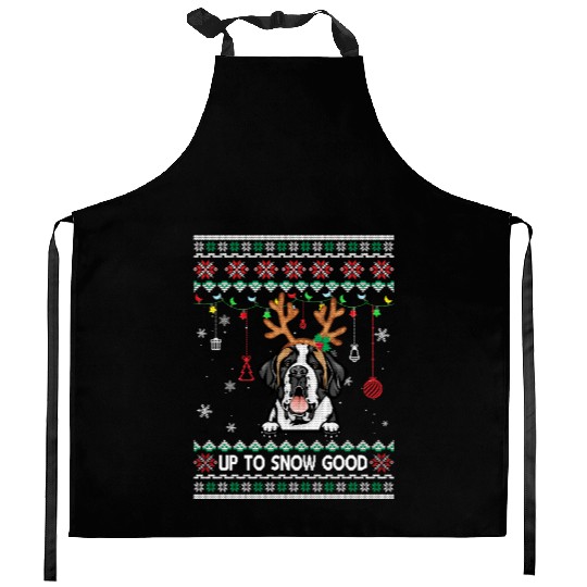 Saint Bernard Dog Reindeer Ugly Christmas Xmas Kitchen Aprons