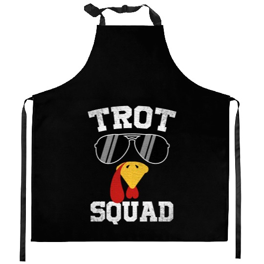 Running Turkey Sunglasses Trot Squad Thanksgiving Kitchen Aprons