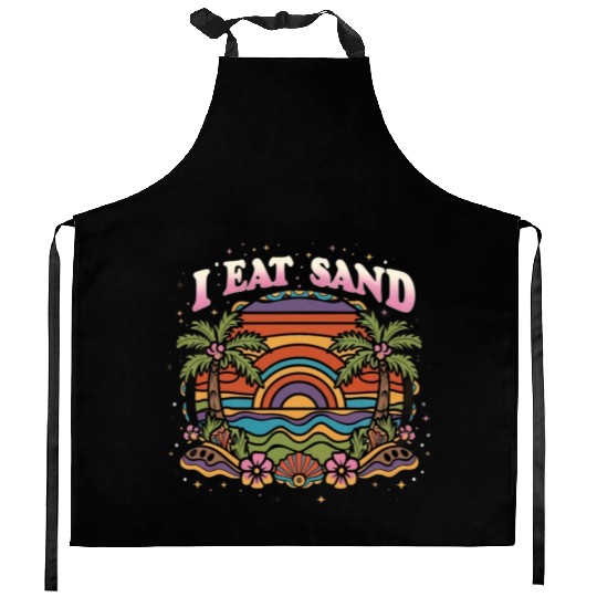 60s Groovy Psychedelic Eat Sand and Beach Kitchen Aprons