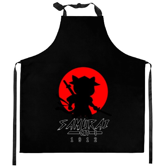 Samurai Cat Kitchen Aprons