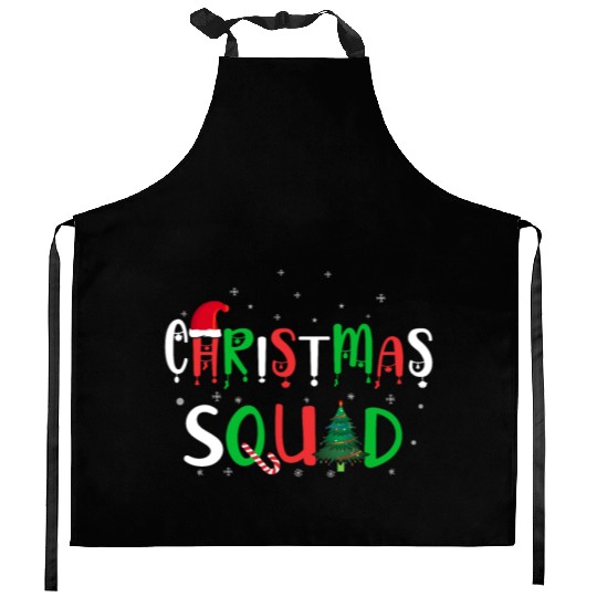 Candy Cane Christmas Squad Santa Claus Winter Kitchen Aprons