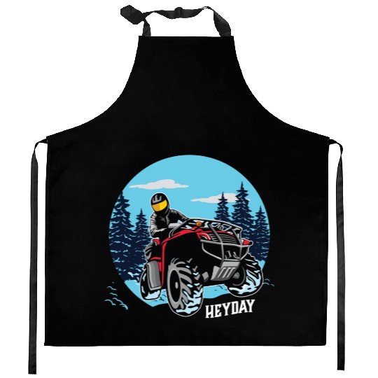 ATV/Quad "Winter Riding" style logo. By "Hey Day" Kitchen Aprons