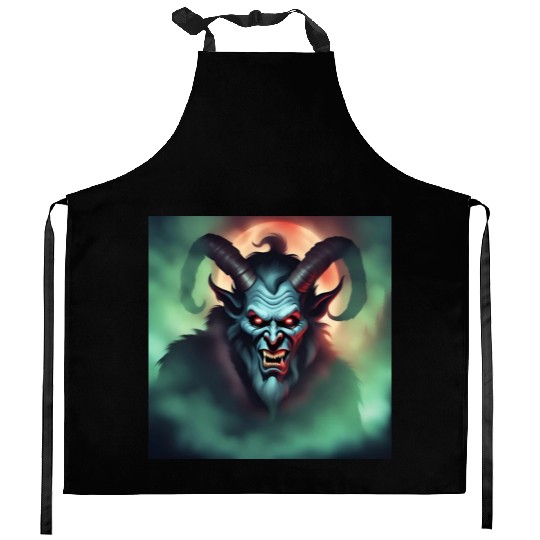 Krampus in Green Fog Kitchen Aprons
