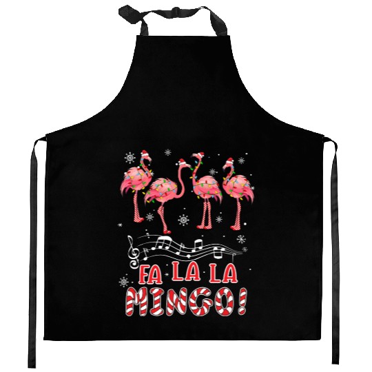 Candy Cane Flamingoes Fa La La Mingo Flamingo Kitchen Aprons