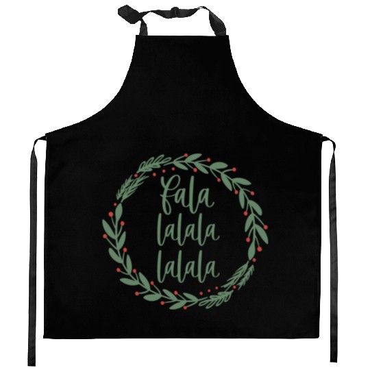 Fa La La Sage Green Christmas Wreath Fun Kitchen Aprons