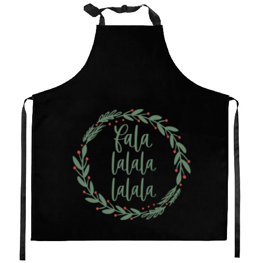 Fa La La Sage Green Christmas Wreath Fun Kitchen Aprons