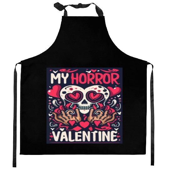 My Horror Valentine Skull Heart Kitchen Aprons