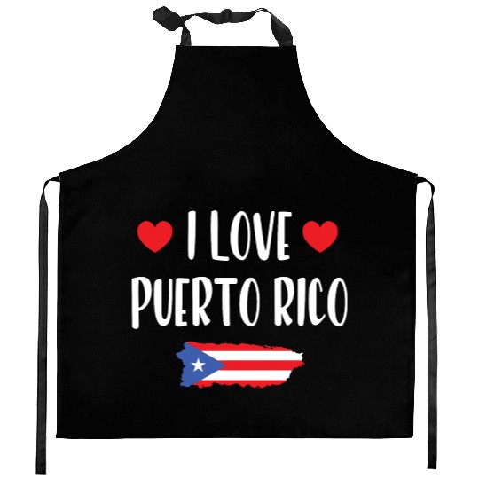 I Love Puerto Rico pride heart Kitchen Aprons