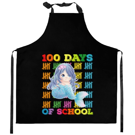 100 Days Of School Mermaid Teacher Student Kitchen Aprons