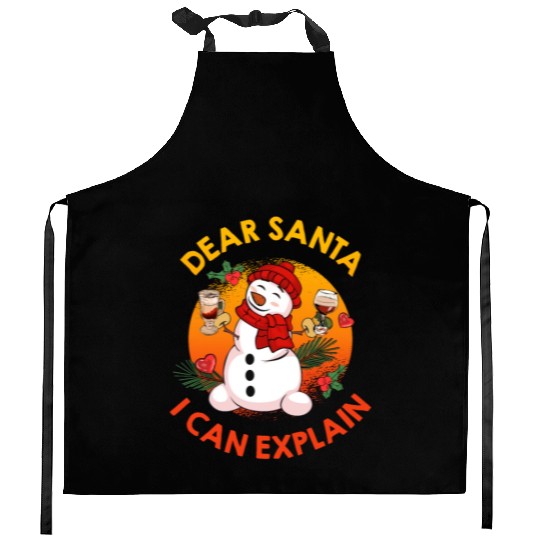 Schneemann Dear Santa I can Explain Funny Kitchen Aprons