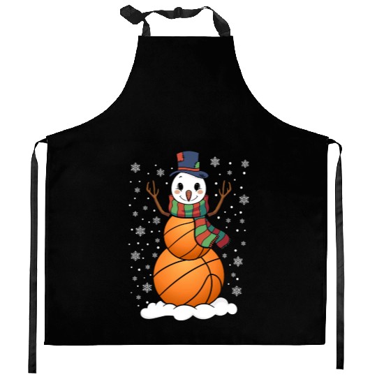 Snowman Basketball Fan Basketballs Snow Kitchen Aprons