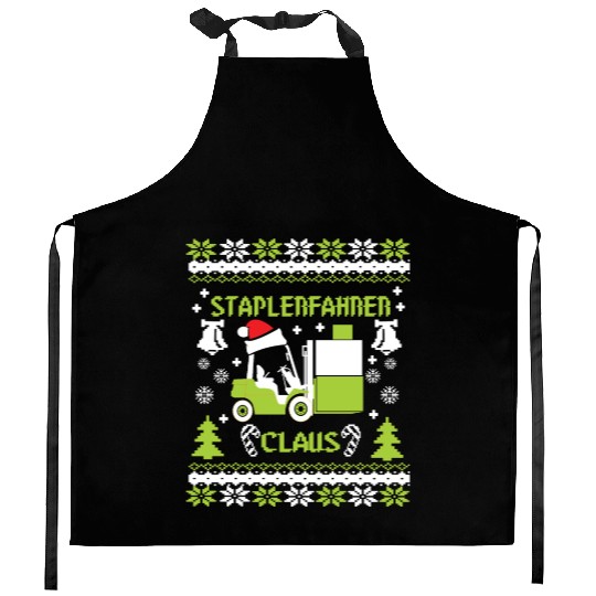 Christmas - Ugly Forklift Driver Claus Kitchen Aprons