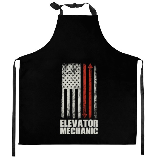 Elevator Mechanic Maintenance USA Flag Technician Kitchen Aprons