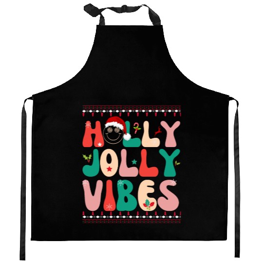Holly Jolly Vibes Kitchen Aprons