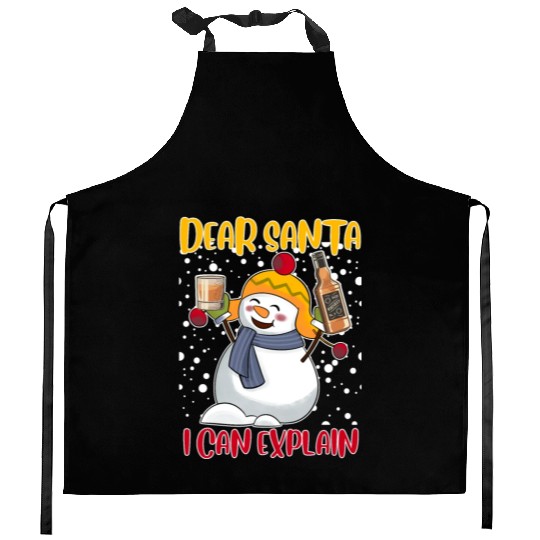 Snowman Dear Santa I can Explain Funny Kitchen Aprons