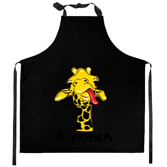 Nonchalant Giraffe: No PROBLEM Attitude Kitchen Aprons