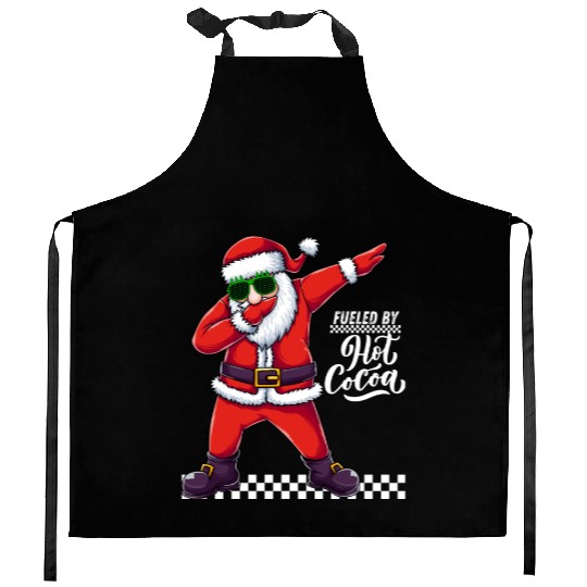 Fueled by Hot Cocoa, dabbing Santa Kitchen Aprons