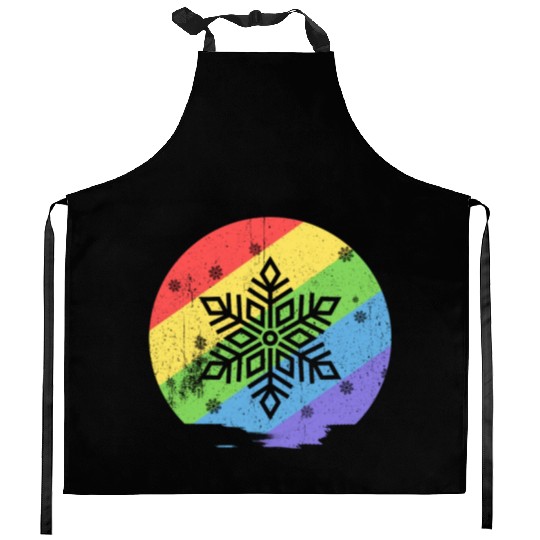 Christmas snowflake rainbow Kitchen Aprons
