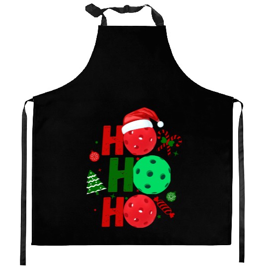Pickleball Ho Ho Ho Holiday Merry Christmas Kitchen Aprons