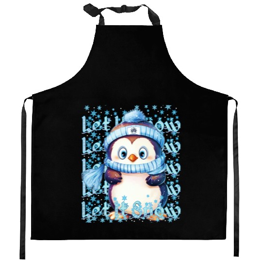 Let it Snow Winter Penguin Kitchen Aprons