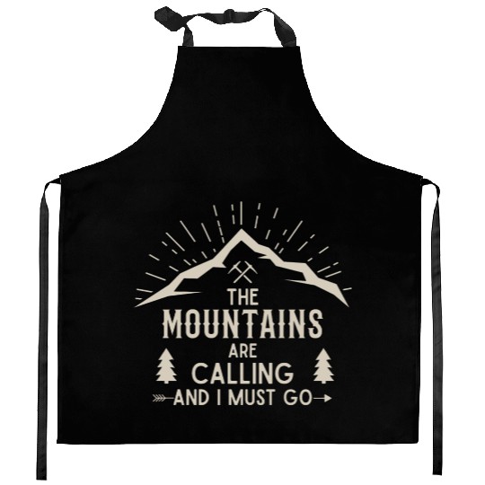 The Mountains are calling Hiking Climbing Nature Kitchen Aprons